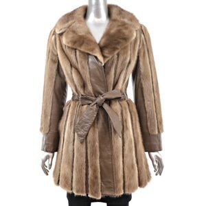 Vintage Tan Leather and Mink Fur Coat